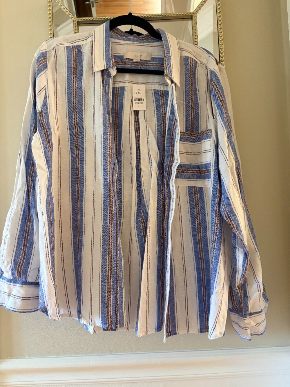 LOFT Striped Button Down, Size L, New With Tags!